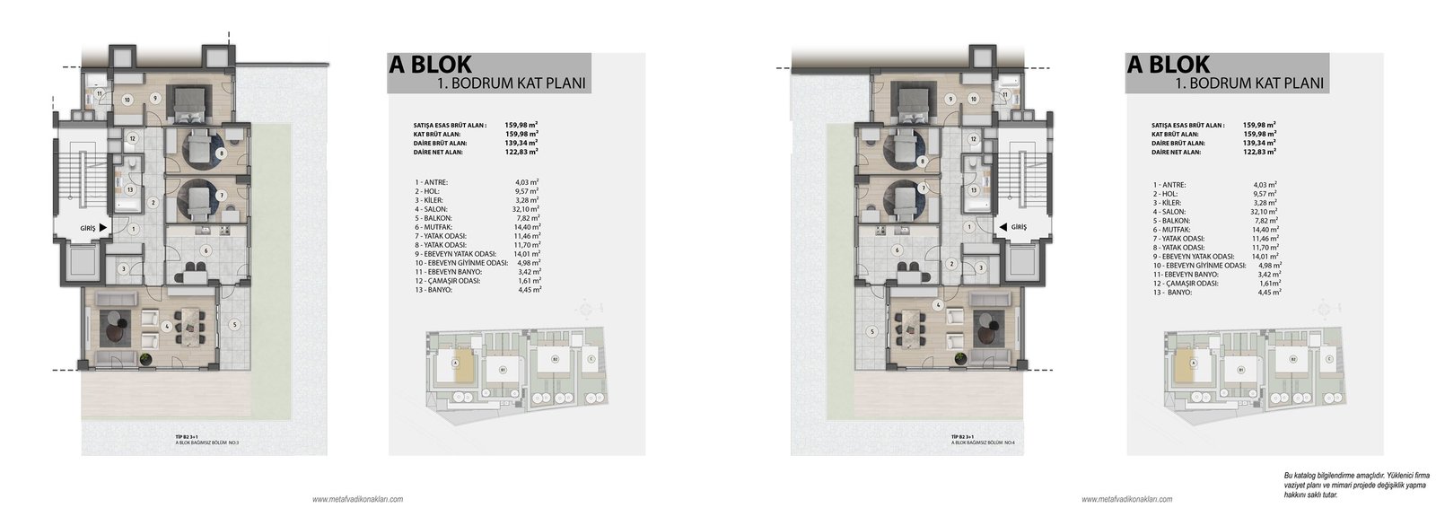 A Blok 1. Bodrum Kat Planı