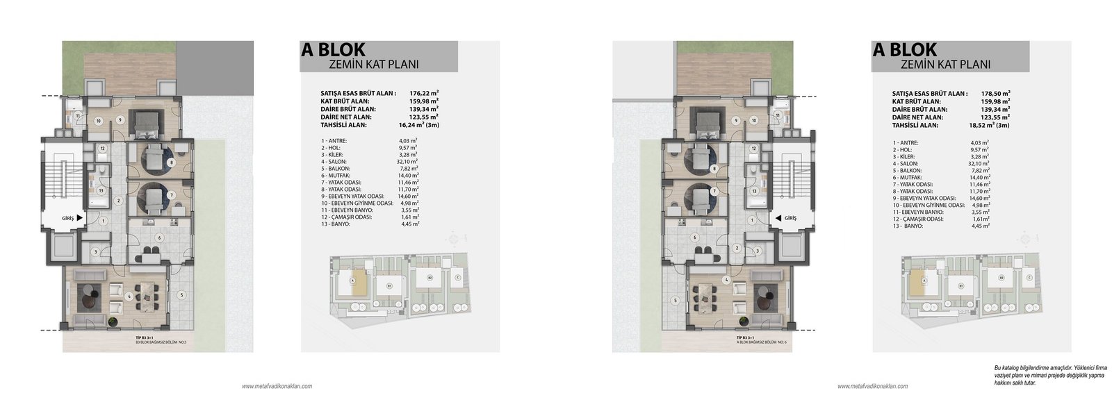 A Blok Zemin Kat Planı